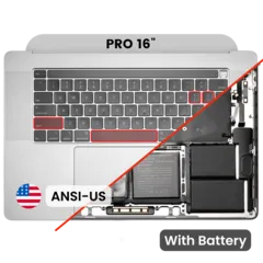 Top Case Assembly With Battery And Keyboard Compatible For MacBook Pro 16" (A2141 / Mid 2019) (US English) (Used OEM Pull: Grade New) (Silver)