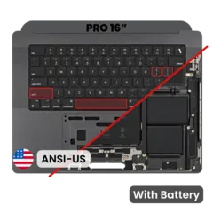 Top Case with Battery and Keyboard (ANSI US) For MacBook Pro 16" A2991 (2023) (Used OEM Pull: Grade A) (Space Black)