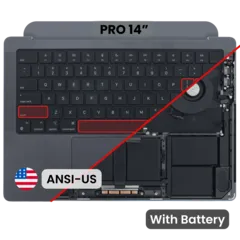 Top Case with Battery and Keyboard (ANSI US) For MacBook Pro 14" A2992 (2023) (Used OEM Pull: Grade A) (Space Black)