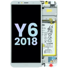 OLED Assembly With Frame For Huawei Y6 2018 (ATU-L21) (Huawei Genuine) (White)