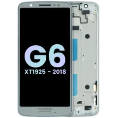 LCD Assembly With Frame For Motorola Moto G6 XT1925 (Genuine OEM) (Silver)
