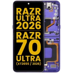 OLED Assembly With Frame For Motorola Razr Ultra 2026 / Razr 70 Ultra (XT2655 / 2026) (Refurbished) (Orient Blue)
