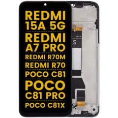 LCD Assembly With Frame For Xiaomi Redmi 15A 5G / Redmi A7 Pro / Poco C81 / Poco C81 Pro / Poco C81X / Redmi R70m / Redmi R70 (Refurbished) (All Colors)