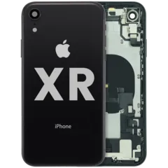 Back Housing W/ Charging Port Flex and Small Components Pre-Installed For iPhone XR (Used OEM Pull: Grade C) (Black)