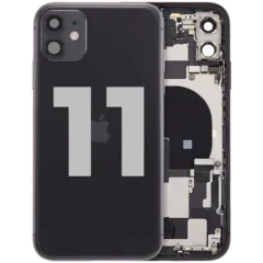Back Housing W/ Charging Port Flex & Small Parts For iPhone 11 (Used OEM Pull: Grade C) (Black)
