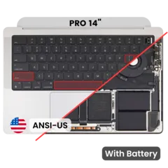 Top Case Assembly With Battery And Keyboard Compatible For MacBook Pro 14" (A2918 / M3 / Late 2023) (US Keyboard) (Silver) (Genuine OEM)