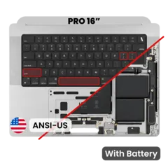 Top Case with Battery and Keyboard (ANSI US) For MacBook Pro 16" A3403 (2024) (Genuine OEM) (Silver)
