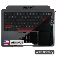 Top Case with Battery and Keyboard (ANSI US) For MacBook Pro 14" A3185 (2024) (Genuine OEM) (Space Black)