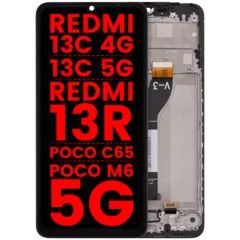 LCD Assembly With Frame For Xiaomi Redmi 13C 4G / 13C 5G / Redmi 13R / Poco C65 / Poco M6 5G (Aftermarket Plus) (All Colors)