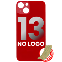 Back Glass With 3M Adhesive Compatible For iPhone 13 (No Logo / Large Camera Hole) (Red)