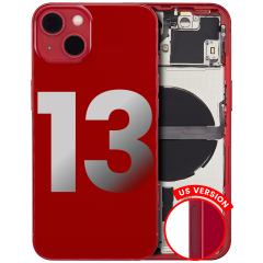 Back Housing W/ Small Components Pre-Installed Compatible For iPhone 13 (US Version) (Used OEM Pull: Grade A) (Red)