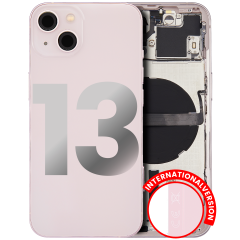 Back Housing W/ Small Components Pre-Installed Compatible For iPhone 13 (International Version) (Used OEM Pull: Grade A) (Pink)