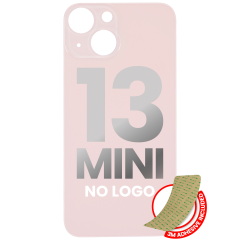 Back Glass With 3M Adhesive Compatible For iPhone 13 Mini (No Logo / Large Camera Hole) (Pink)