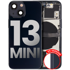 Back Housing W/ Small Components Pre-Installed Compatible For iPhone 13 Mini (US Version) (Used OEM Pull: Grade B) (Midnight)