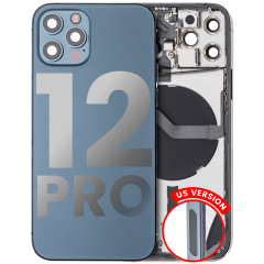 Back Housing W/ Small Components Pre-Installed Compatible For iPhone 12 Pro (US Version) (Used OEM Pull: Grade B) (Pacific Blue)
