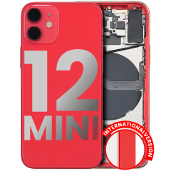 Back Housing W/ Small Components Pre-Installed Compatible For iPhone 12 Mini (International Version) (Used OEM Pull: Grade C) (Red)
