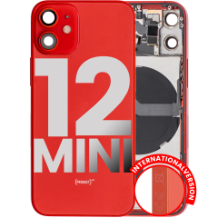 Back Housing W/ Small Components Pre-Installed Compatible For iPhone 12 Mini (International Version) (Used OEM Pull: Grade B) (Red)