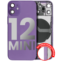 Back Housing W/ Small Components Pre-Installed Compatible For iPhone 12 Mini (International Version) (Used OEM Pull: Grade A) (Purple)