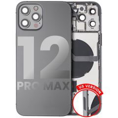 Back Housing W/ Small Components Pre-Installed Compatible For iPhone 12 Pro Max (US Version) (Used OEM Pull: Grade C) (Graphite)