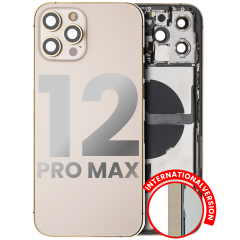 Back Housing W/ Small Components Pre-Installed Compatible For iPhone 12 Pro Max (International Version) (Used OEM Pull: Grade C) (Gold)