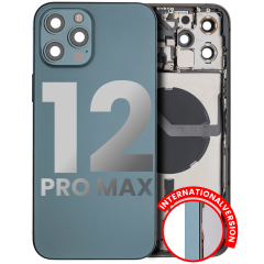 Back Housing W/ Small Components Pre-Installed Compatible For iPhone 12 Pro Max (International Version) (Used OEM Pull: Grade C) (Pacific Blue)
