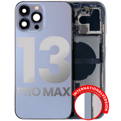 Back Housing W/ Small Components Pre-Installed Compatible For iPhone 13 Pro Max (International Version) (Used OEM Pull: Grade C) (Sierra Blue)
