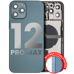 Back Housing W/ Small Components Pre-Installed Compatible For iPhone 12 Pro Max (International Version) (Used OEM Pull: Grade A) (Pacific Blue)