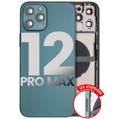 Back Housing W/ Small Components Pre-Installed Compatible For iPhone 12 Pro Max (US Version) (Used OEM Pull: Grade A) (Pacific Blue)