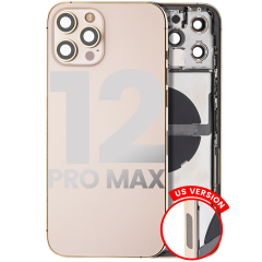 Back Housing W/ Small Components Pre-Installed Compatible For iPhone 12 Pro Max (US Version) (Used OEM Pull: Grade C) (Gold)