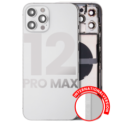 Back Housing W/ Small Components Pre-Installed Compatible For iPhone 12 Pro Max (International Version) (Used OEM Pull: Grade A) (Silver)