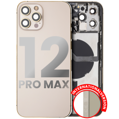 Back Housing W/ Small Components Pre-Installed Compatible For iPhone 12 Pro Max (International Version) (Used OEM Pull: Grade B) (Gold)