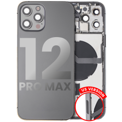 Back Housing W/ Small Components Pre-Installed Compatible For iPhone 12 Pro Max (US Version) (Used OEM Pull: Grade B) (Graphite)