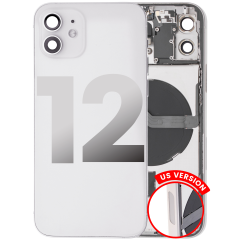 Back Housing W/ Small Components Pre-Installed Compatible For iPhone 12 (US Version) (Used OEM Pull: Grade B) (White)
