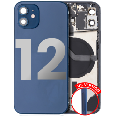Back Housing W/ Small Components Pre-Installed Compatible For iPhone 12 (US Version) (Used OEM Pull: Grade A) (Blue)