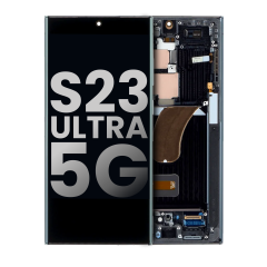 OLED Assembly With Frame Compatible For Samsung Galaxy S23 Ultra 5G (Used OEM Pull: Grade A) (Graphite)