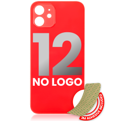 Back Glass With 3M Adhesive Compatible For iPhone 12 (No Logo / Large Camera Hole) (Red)