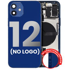 Back Housing W/ Small Components Pre-Installed Compatible For iPhone 12 (No Logo) (Aftermarket Plus) (International Version) (Blue)