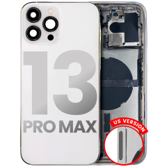Back Housing W/ Small Components Pre-Installed Compatible For iPhone 13 Pro Max (US Version) (Used OEM Pull: Grade B) (Silver)