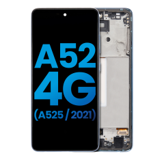 LCD Assembly With Frame (Without Finger Print Sensor) Compatible For Samsung Galaxy A52 4G (A525 / 2021) (Aftermarket : Incell) (Awesome Blue)