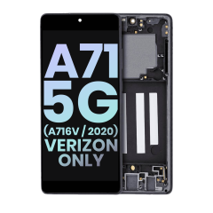 OLED Assembly With Frame Compatible For Samsung Galaxy A71 5G (A716V / 2020) (Verizon 5G UW Frame Only) (Service Pack) (Prism Cube Black)
