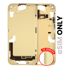 Mid-Frame Housing With Power And Volume Button Compatible For iPhone 15 Plus (US Version) (Used OEM Pull: Grade A) (Yellow)