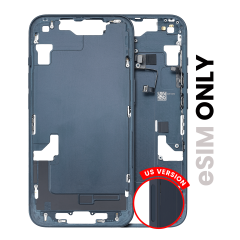 Mid-Frame Housing With Power And Volume Button Compatible For iPhone 14 (US Version)  (Used OEM Pull: Grade B) (Midnight)