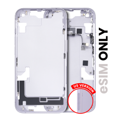 Mid-Frame Housing With Power And Volume Button Compatible For iPhone 14 (US Version)  (Used OEM Pull: Grade B) (Purple)