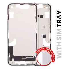 Mid-Frame Housing With Power And Volume Button Compatible For iPhone 14 (International Version) (Used OEM Pull: Grade A) (Starlight)