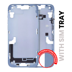 Mid-Frame Housing With Power And Volume Button Compatible For iPhone 14 (International Version) (Used OEM Pull: Grade A) (Blue)