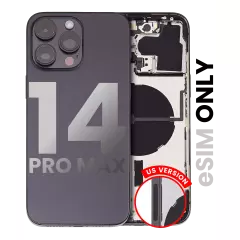 Back Housing W/ Small Pre-Installed Compatible For iPhone 14 Pro Max (U.S Version) (Used OEM Pull: Grade B) (Space Black)