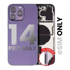 Back Housing W/ Small Pre-Installed Compatible For iPhone 14 Pro Max (US Version) (Used OEM Pull: Grade B) (Deep Purple)