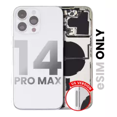 Back Housing W/ Small Pre-Installed Compatible For iPhone 14 Pro Max (US Version) (Used OEM Pull: Grade A) (Silver)