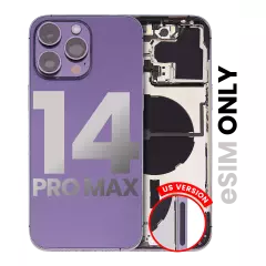 Back Housing W/ Small Pre-Installed Compatible For iPhone 14 Pro Max (US Version) (Used OEM Pull: Grade A) (Deep Purple)