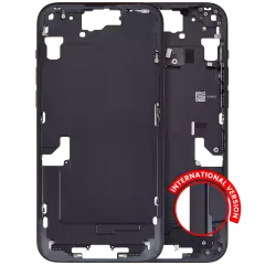 Mid-Frame Housing With Power And Volume Button Compatible For iPhone 15 Plus (International Version) (Used OEM Pull: Grade A) (Black)